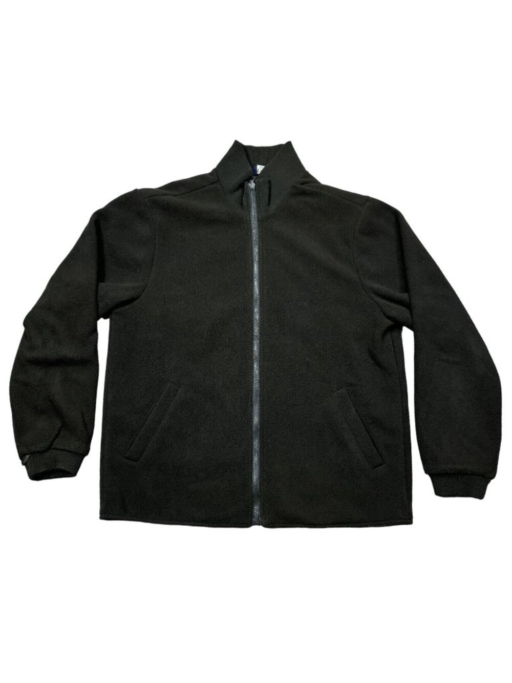 Roundtree & Yorke Full Zip Jacket Mens Sz M Black Lined Mock Neck Freece Pockets